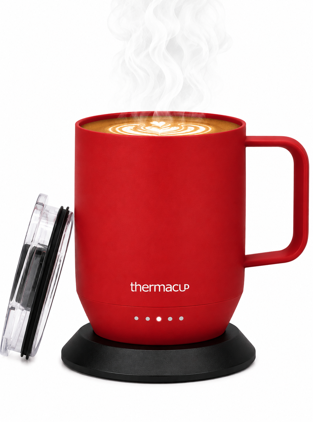THERMACUP Premium Heated Coffee Mug with 5 Temperature Settings, Industry-Leading Smart Electric Cup, Up to 8-Hour Battery, 12oz with Lid (14oz Total Capacity)